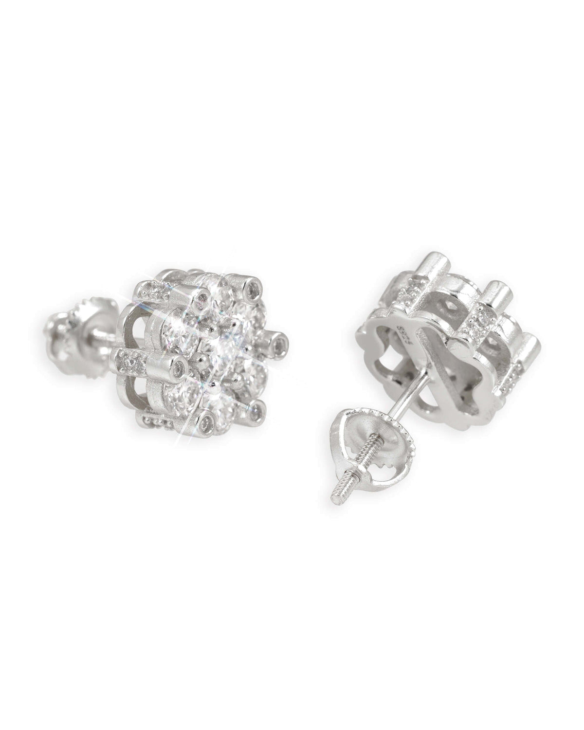 7MM Flower Cluster Stud Earrings, 14K Gold Plated - view 2