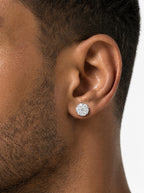 7MM Flower Cluster Stud Earrings, 14K Gold Plated - view 3