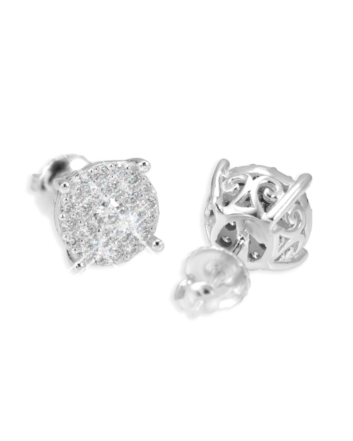 10MM Halo Stud Earrings 14K Gold PVD plating over 925 Sterling Silver VVS Moissanite