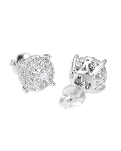 10MM Halo Stud Earrings 14K Gold PVD plating over 925 Sterling Silver VVS Moissanite