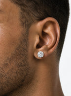 10MM Halo Moissanite Stud Earrings Gold Plated VVS Sparkle Close-Up