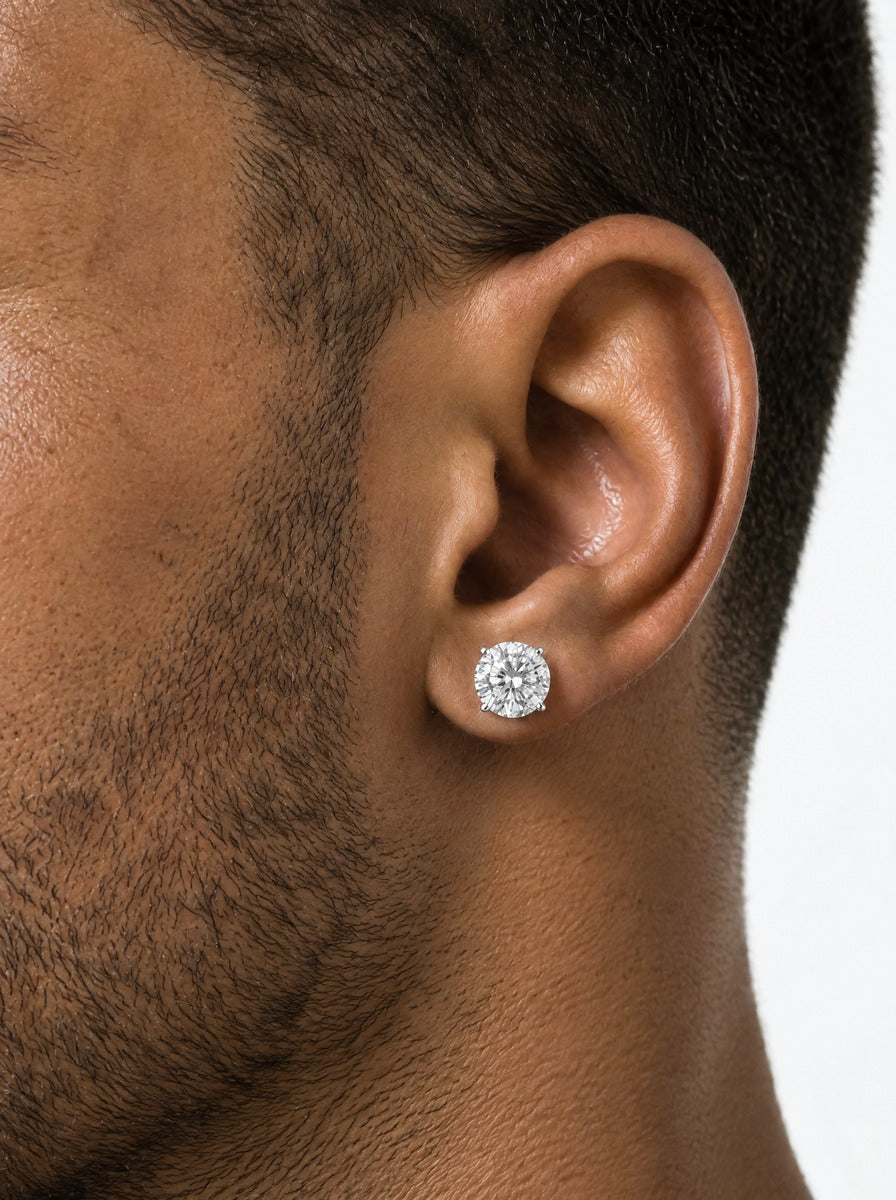 10MM Halo Moissanite Stud Earrings Gold Plated VVS Sparkle Close-Up