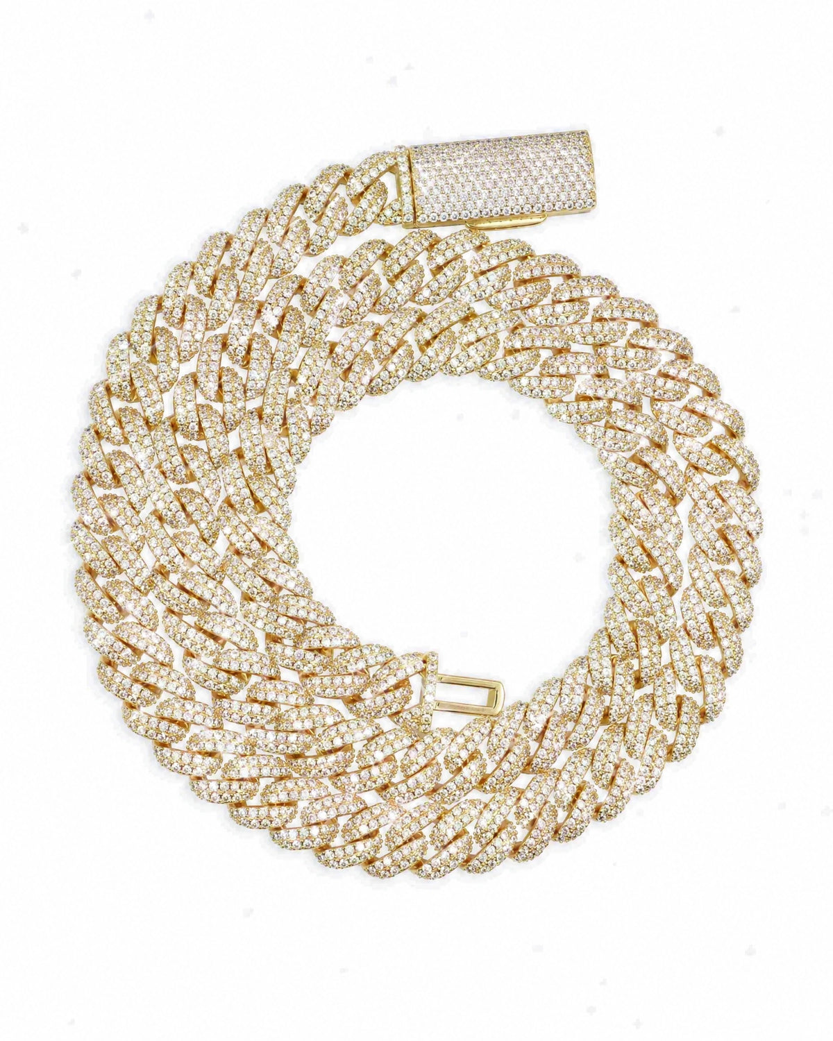 10MM Miami Cuban Link Chain Side Profile Gold Moissanite