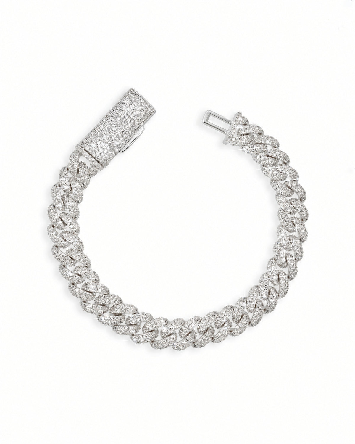 10MM Miami Cuban Link Bracelet 14K Gold PVD plating over 925 Sterling Silver VVS Moissanite