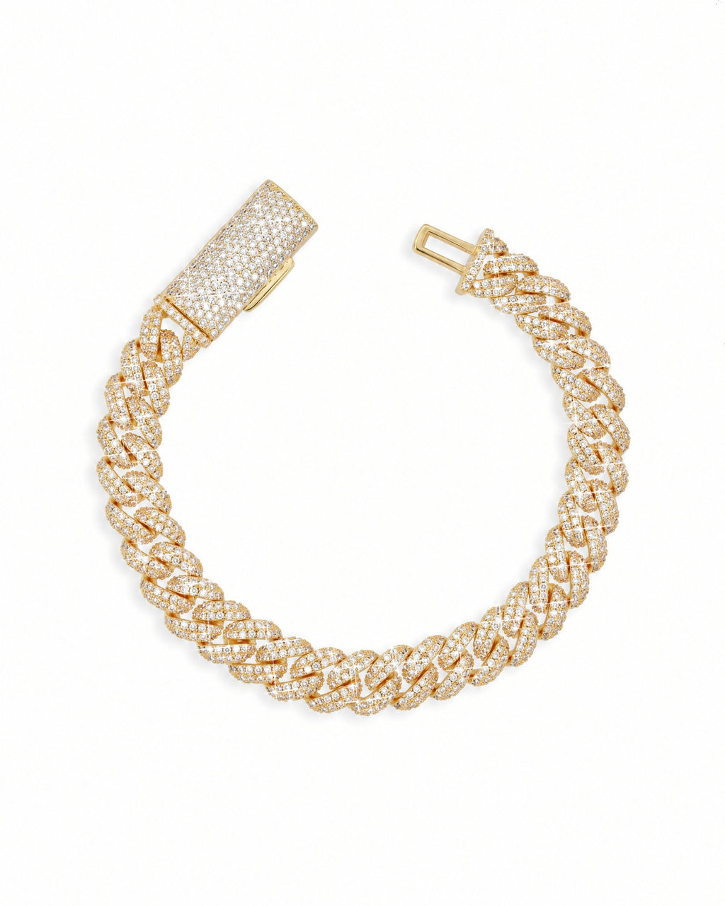 10MM Miami Cuban Link Bracelet Clasp Side View 14K Gold Plated