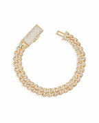 10MM Miami Cuban Link Bracelet Clasp Side View 14K Gold Plated
