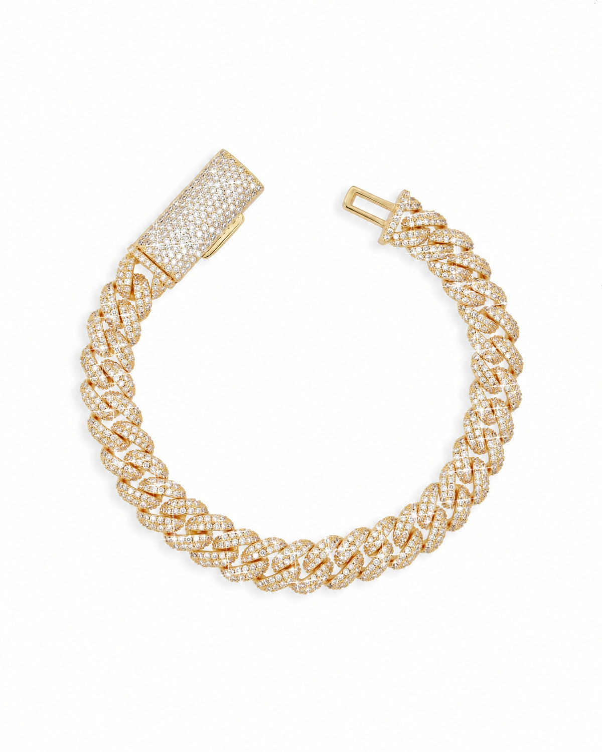 10MM Miami Cuban Link Bracelet Clasp Side View 14K Gold Plated