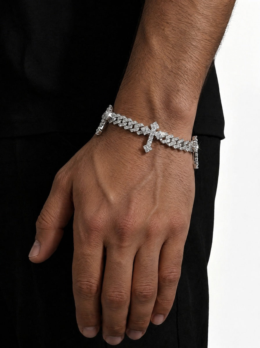 6MM Cross Link Cuban Bracelet, 14K Gold Plated - view 2