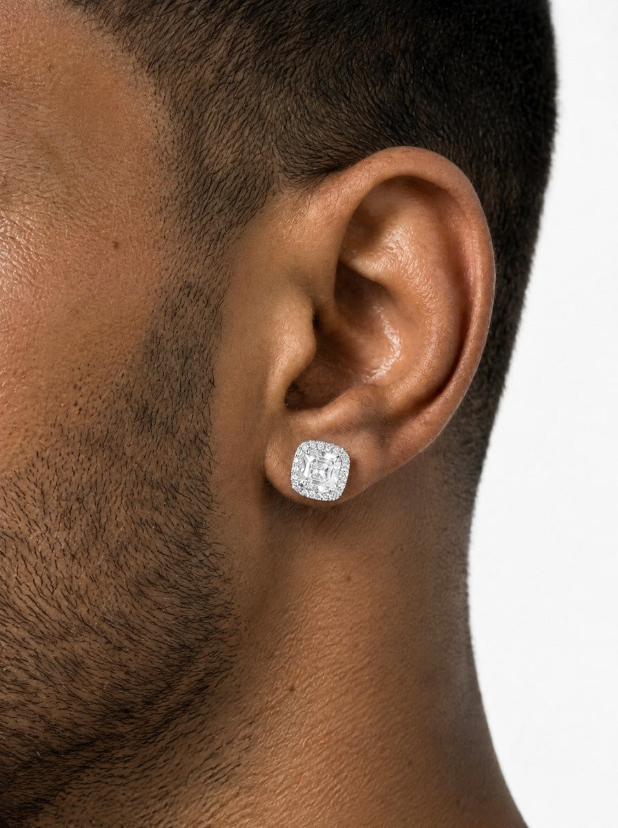 9MM Halo Stud Earrings, 14K Gold Plated - view 2