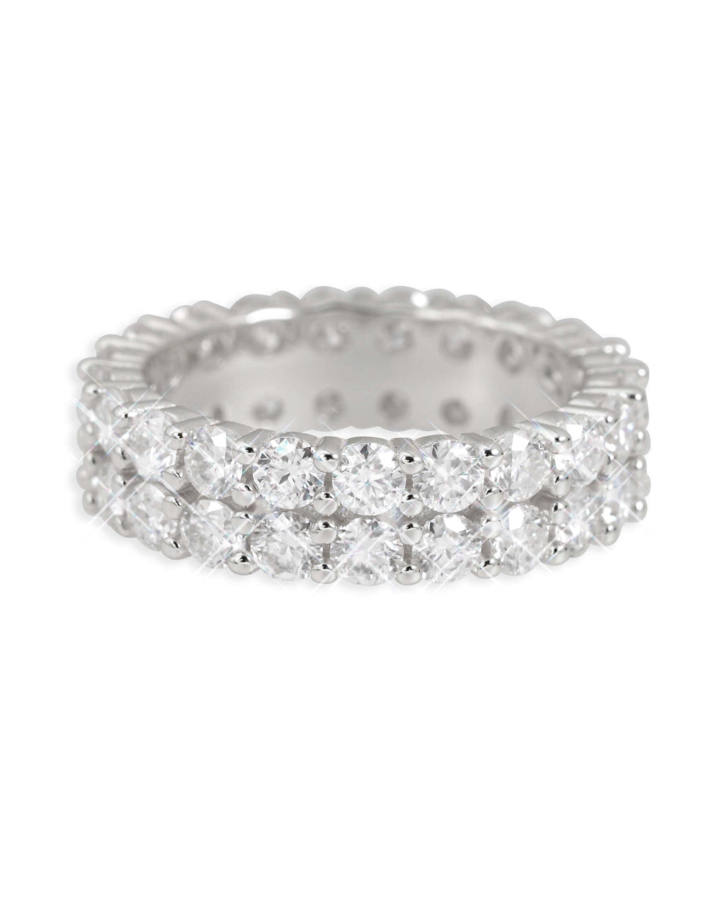 2-Row Iced Band Ring, 14K Gold Plated by Montièr