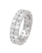 2-Row Iced Band Ring, 14K Gold Plated - view 3