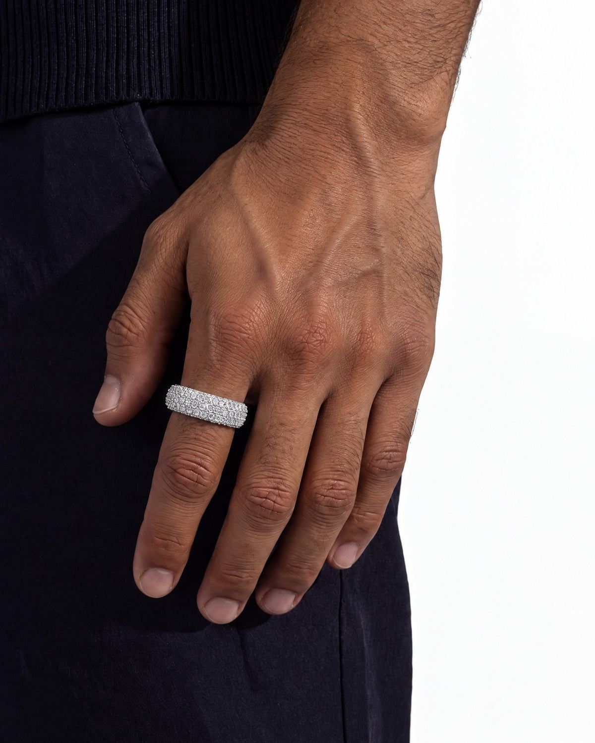 5-Row Iced Band Ring, 14K Gold Plated - view 2