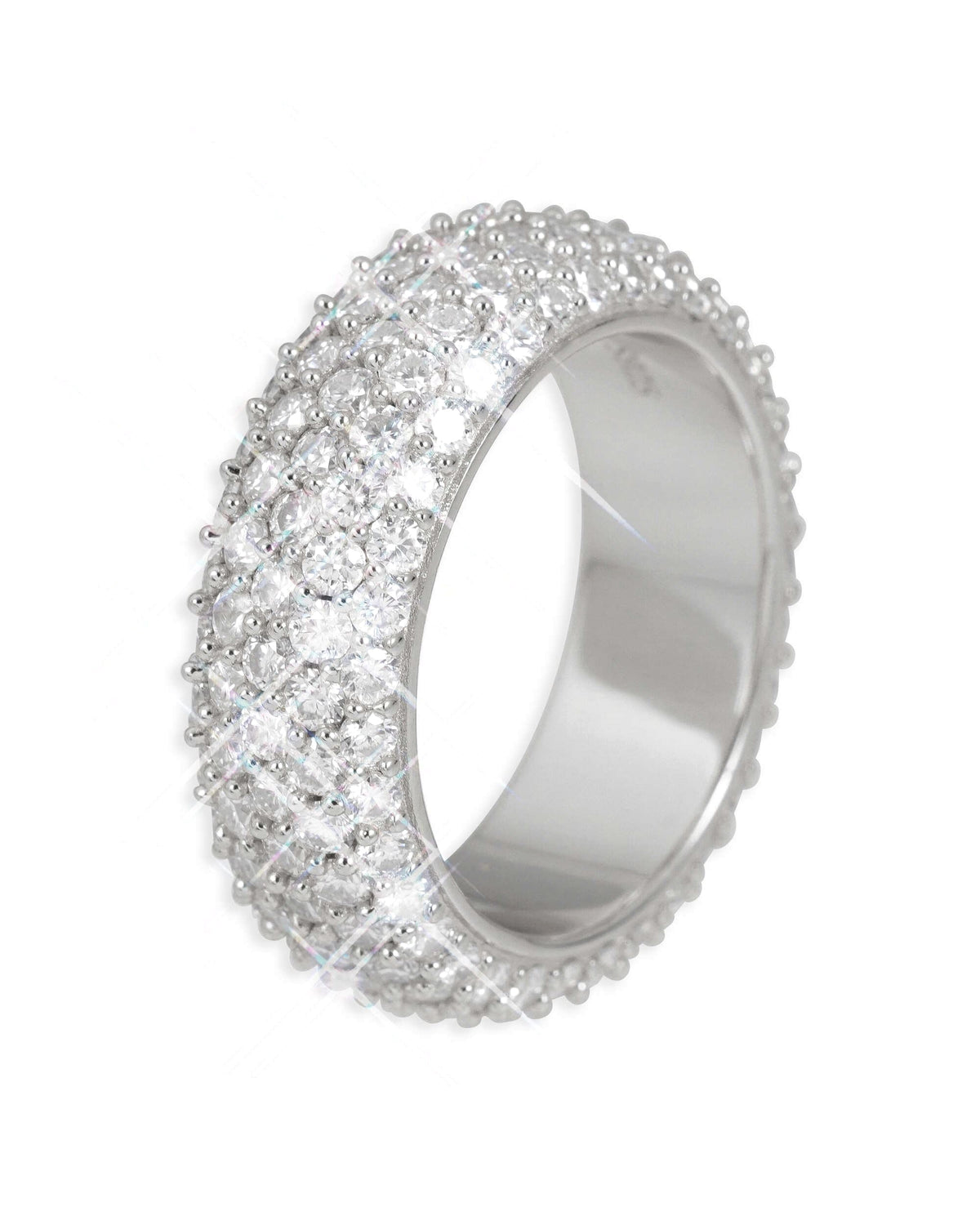5-Row Iced Band Ring, 14K Gold Plated - view 5