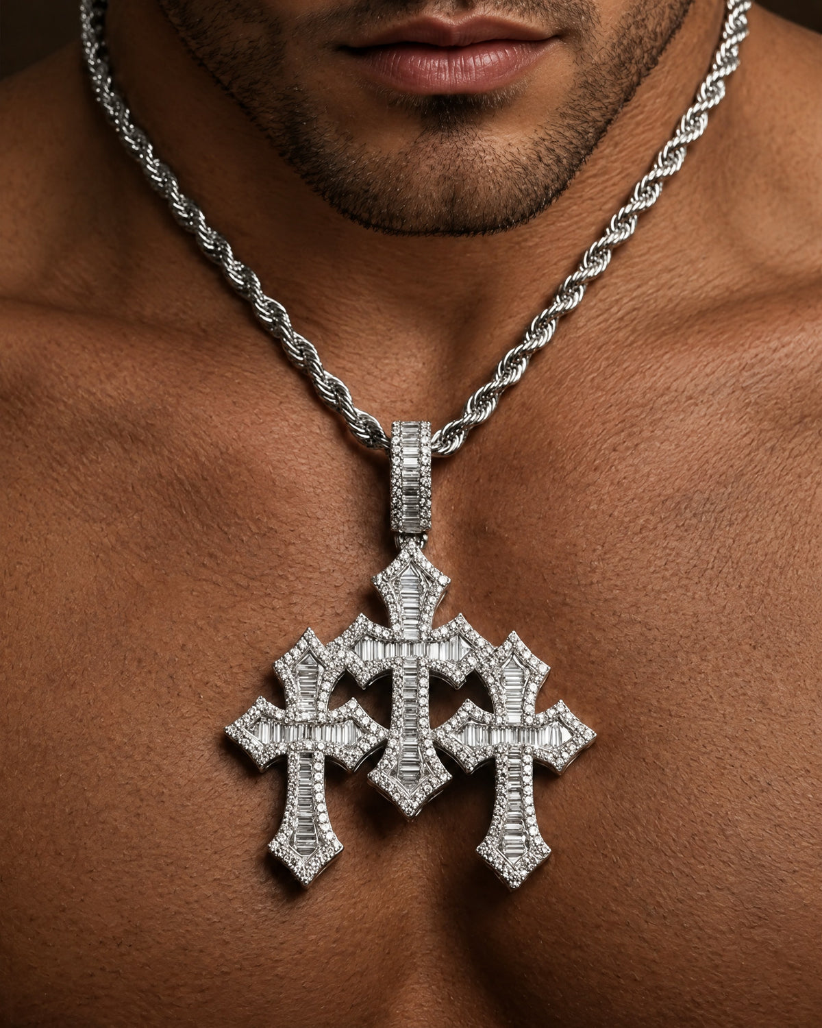 Triple Cross Pendant, 14K Gold Plated - view 2