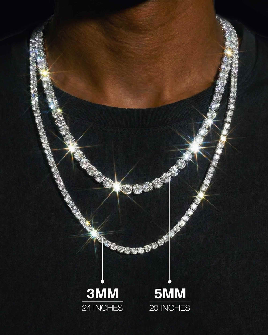 Tennis Chain, 14K Gold Plated, All Sizes - view 2