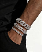 Cuban Link Bracelet 14K Gold Plated Moissanite VVS - Side View