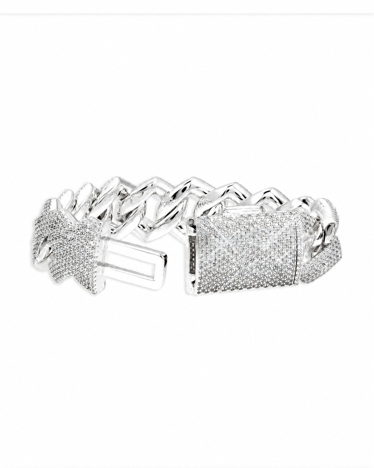 Cuban Link Bracelet 14K Gold Plated Moissanite VVS - Front View