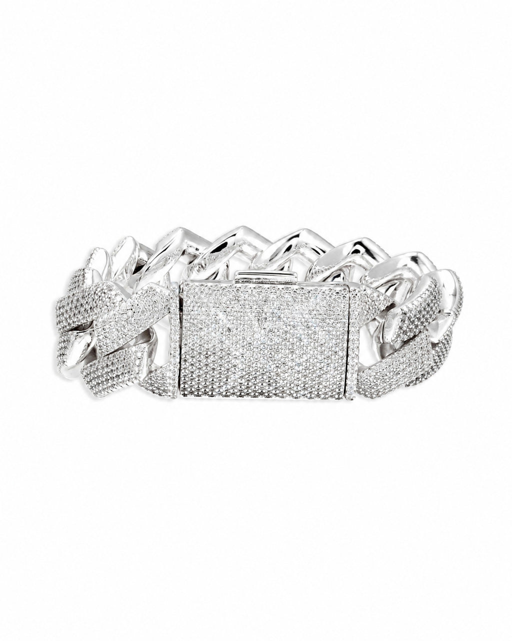 Cuban Link Bracelet 14K Gold Plated Moissanite VVS - Detail Close Up