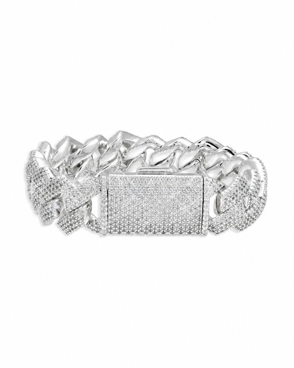 Cuban Link Bracelet 14K Gold Plated Moissanite VVS - Side View