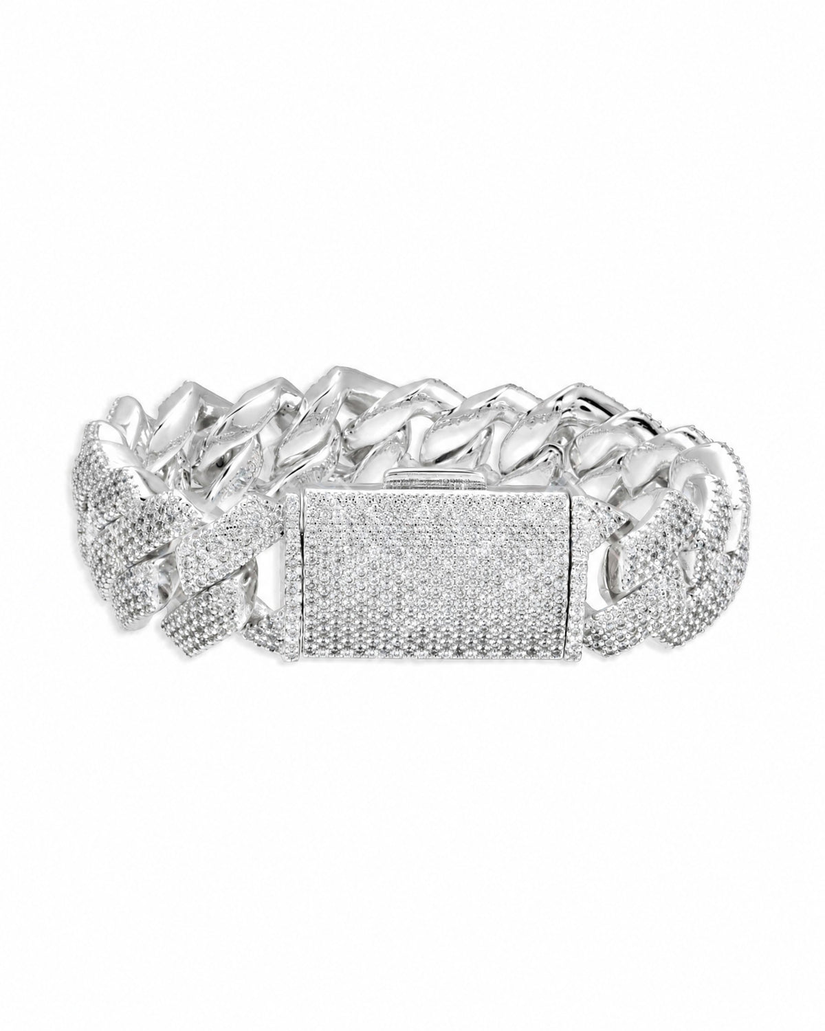 Cuban Link Bracelet 14K Gold Plated Moissanite VVS - Side View