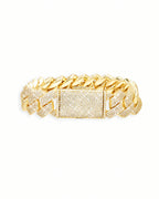 Cuban Link Bracelet 14K Gold Plated Moissanite VVS - Front View