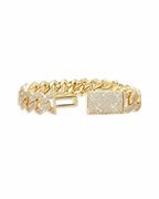 Cuban Link Bracelet 14K Gold Plated Moissanite VVS - Detail Close Up