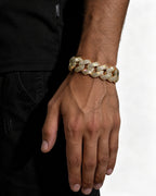 Cuban Link Bracelet 14K Gold Plated Moissanite VVS - Worn on Wrist