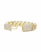 Cuban Link Bracelet 14K Gold Plated Moissanite VVS - Side View