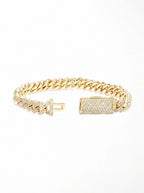 Cuban Link Bracelet 14K Gold Plated Moissanite VVS - Front View
