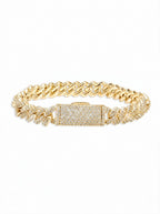 Cuban Link Bracelet 14K Gold Plated Moissanite VVS - Detail Close Up