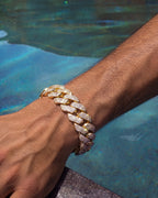 Cuban Link Bracelet 14K Gold Plated Moissanite VVS - Front View