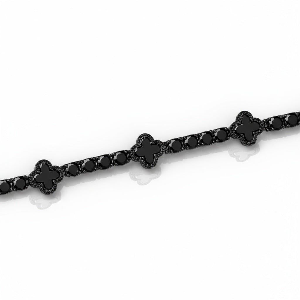 Midnight Black Moissanite Clover Bracelet