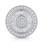 Round Halo Baguette Earring